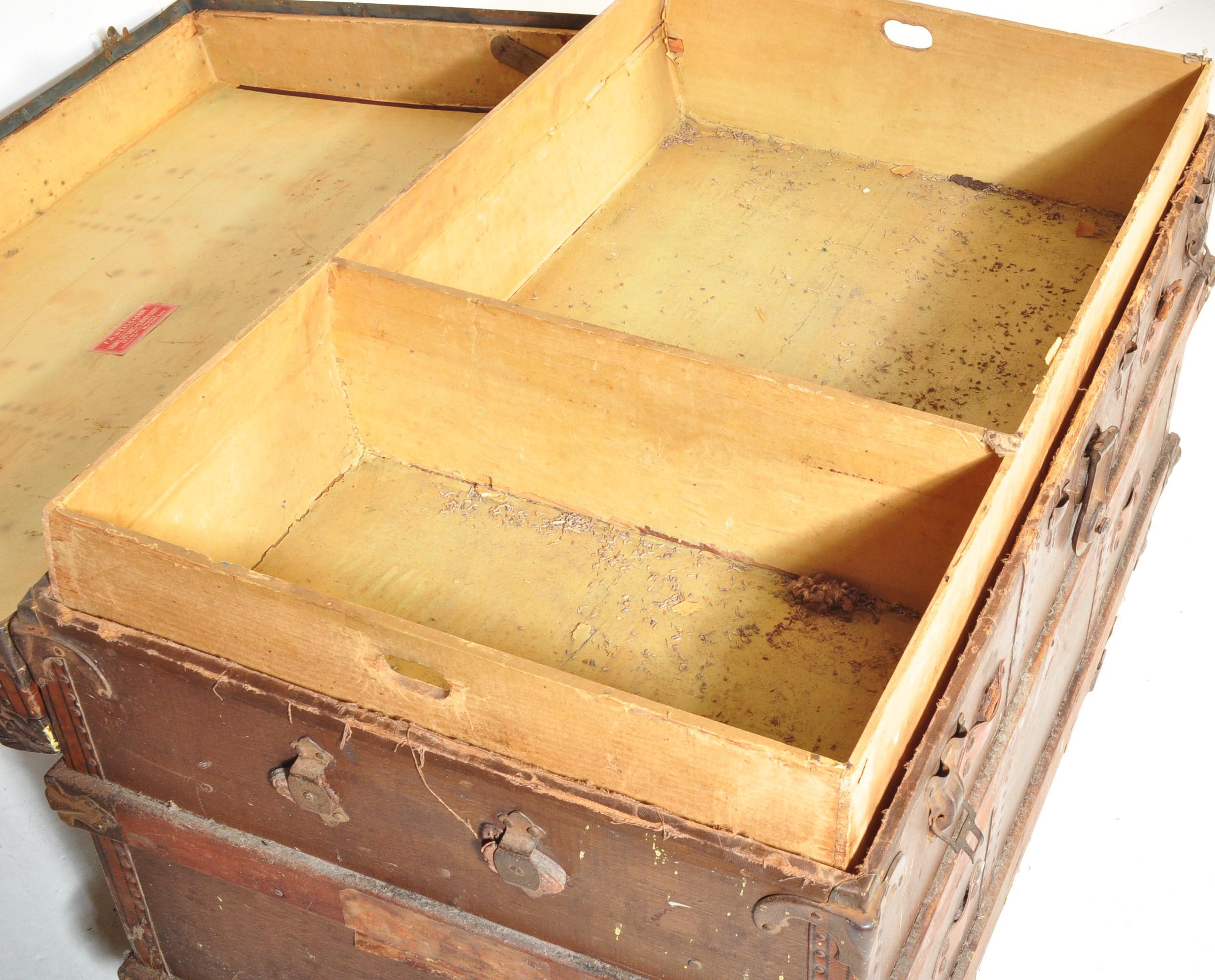 19TH CENTURY VICTORIAN CANVAS & WOODEN BOUND TRUNK - Image 7 of 7