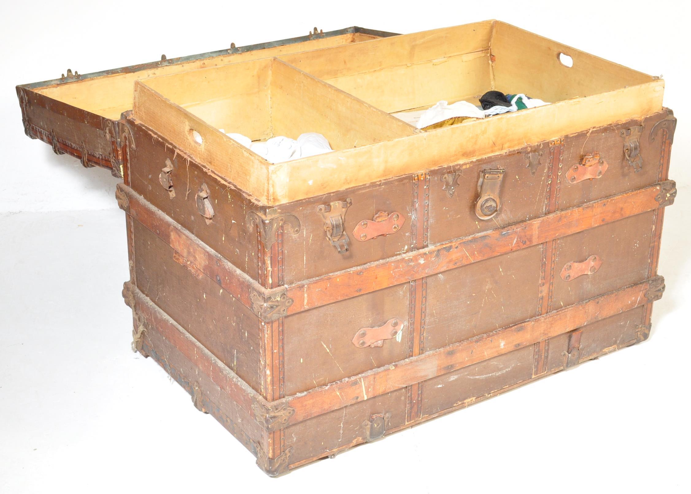 19TH CENTURY VICTORIAN CANVAS & WOODEN BOUND TRUNK - Image 3 of 7