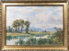 EDWARD M ELLIOTT - OIL ON CANVAS LANDSCAPE SCENE