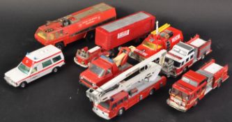 COLLECTION OF VINTAGE CORGI DIECAST MODEL FIRE ENGINE TRUCKS