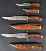 COLLECTION OF X3 CARVED INDIAN KNIVES