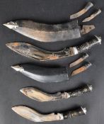 COLLECTION OF X3 20TH CENTURY NEPALESE GURKHA KUKRI KNIFES
