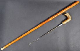 20TH CENTURY GENTLEMANS RHINO HILTED SWORD STICK