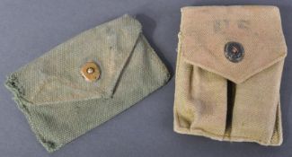 TWO WWII SECOND WORLD WAR US ARMY WEBBING BELT POUCHES