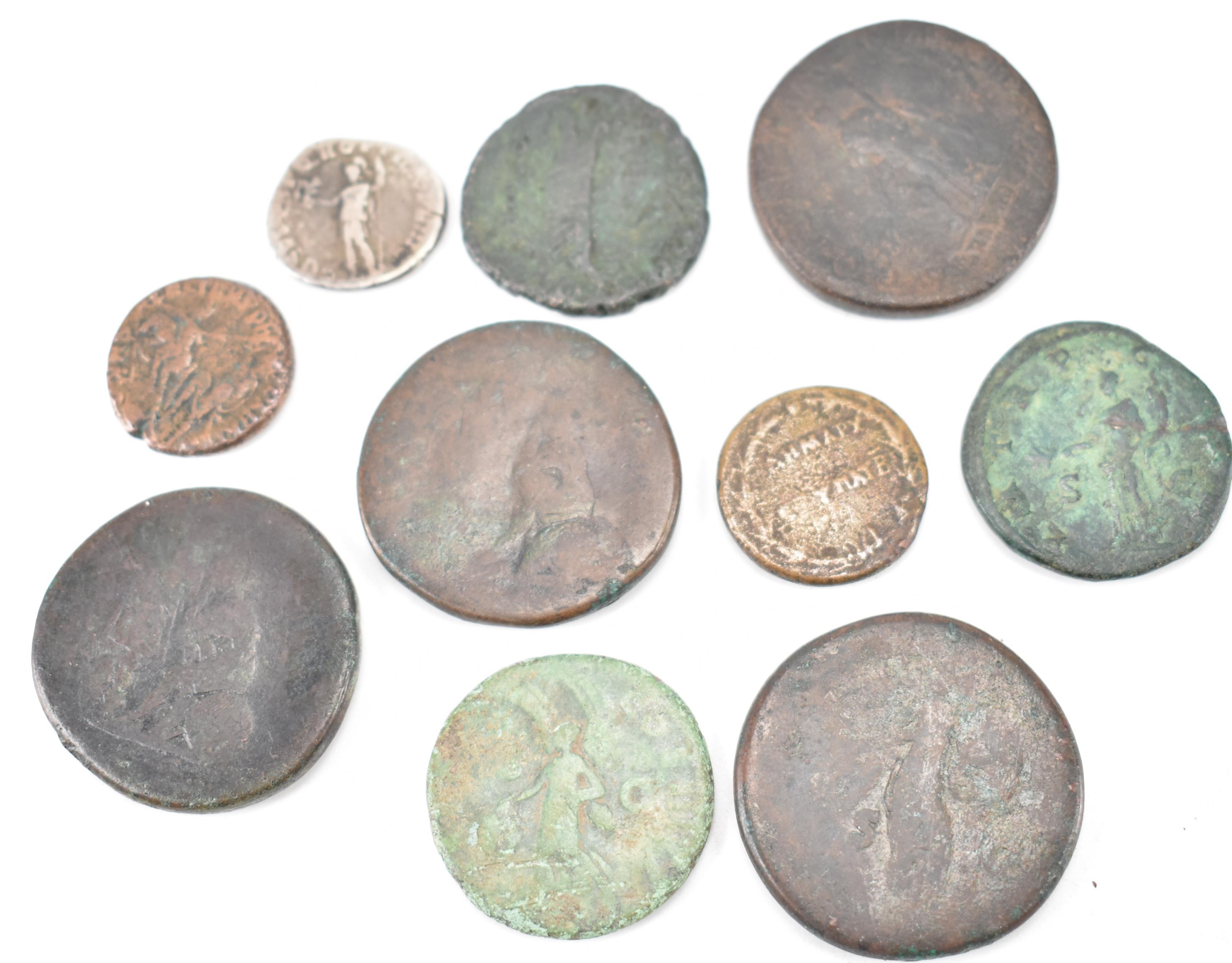 NINE ANCIENT ROMAN IMPERIAL COINS FROM THE REIGN OF TRAJAN - Image 3 of 4