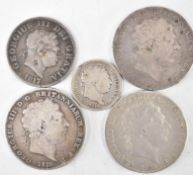 COLLECTION OF FVE GEORGE III .925 SILVER COINS