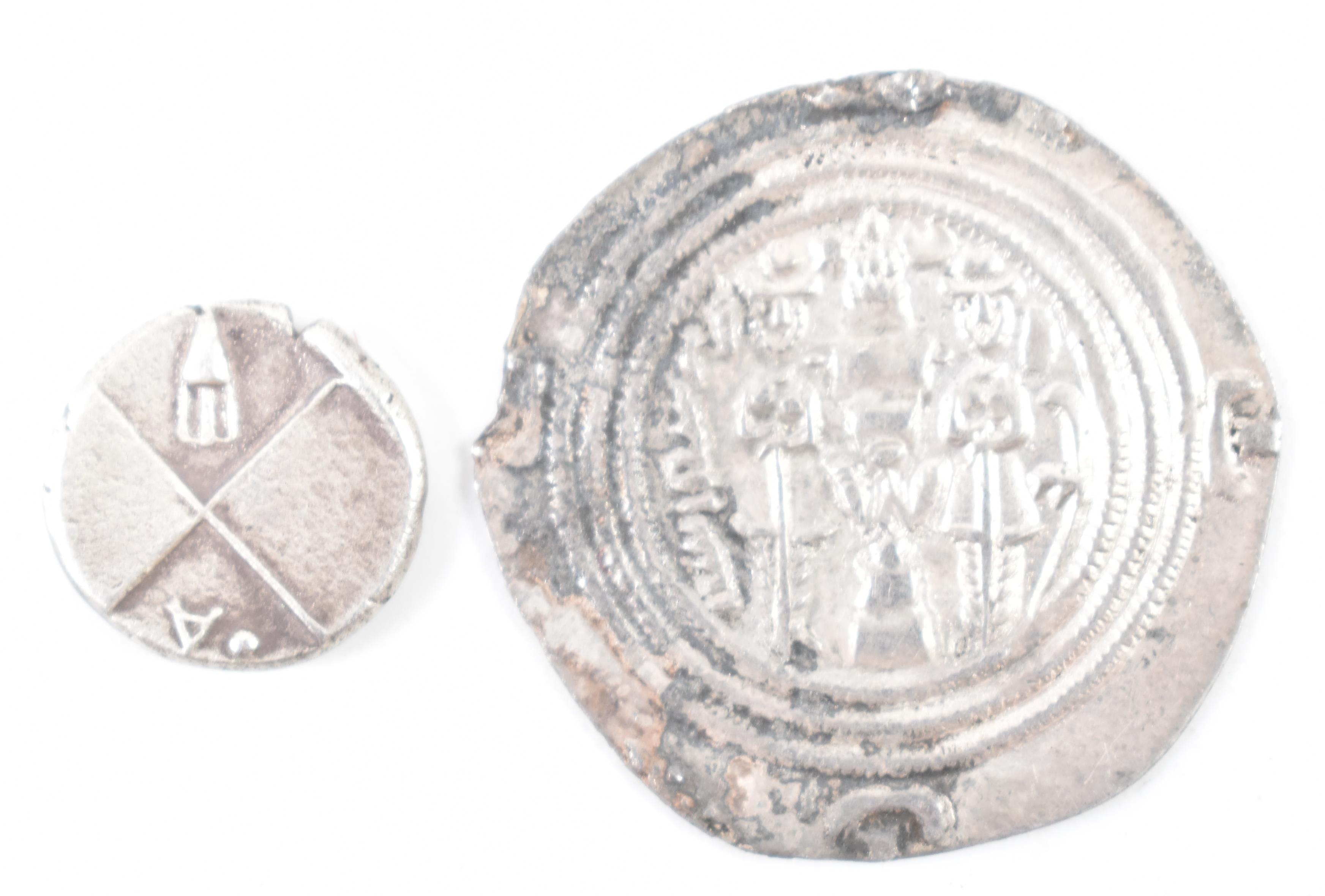 THRACIAN HEMIDRACHME COIN TOGETHER WITH A SASSANIAN DYNASTY COIN