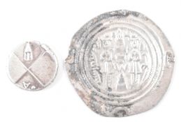 THRACIAN HEMIDRACHME COIN TOGETHER WITH A SASSANIAN DYNASTY COIN