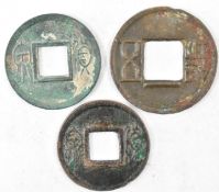 TWO ANCIENT CHINESE WANG MANG COINS