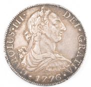1776 CAROLUS III MEXICAN SILVER 8 REALES COIN