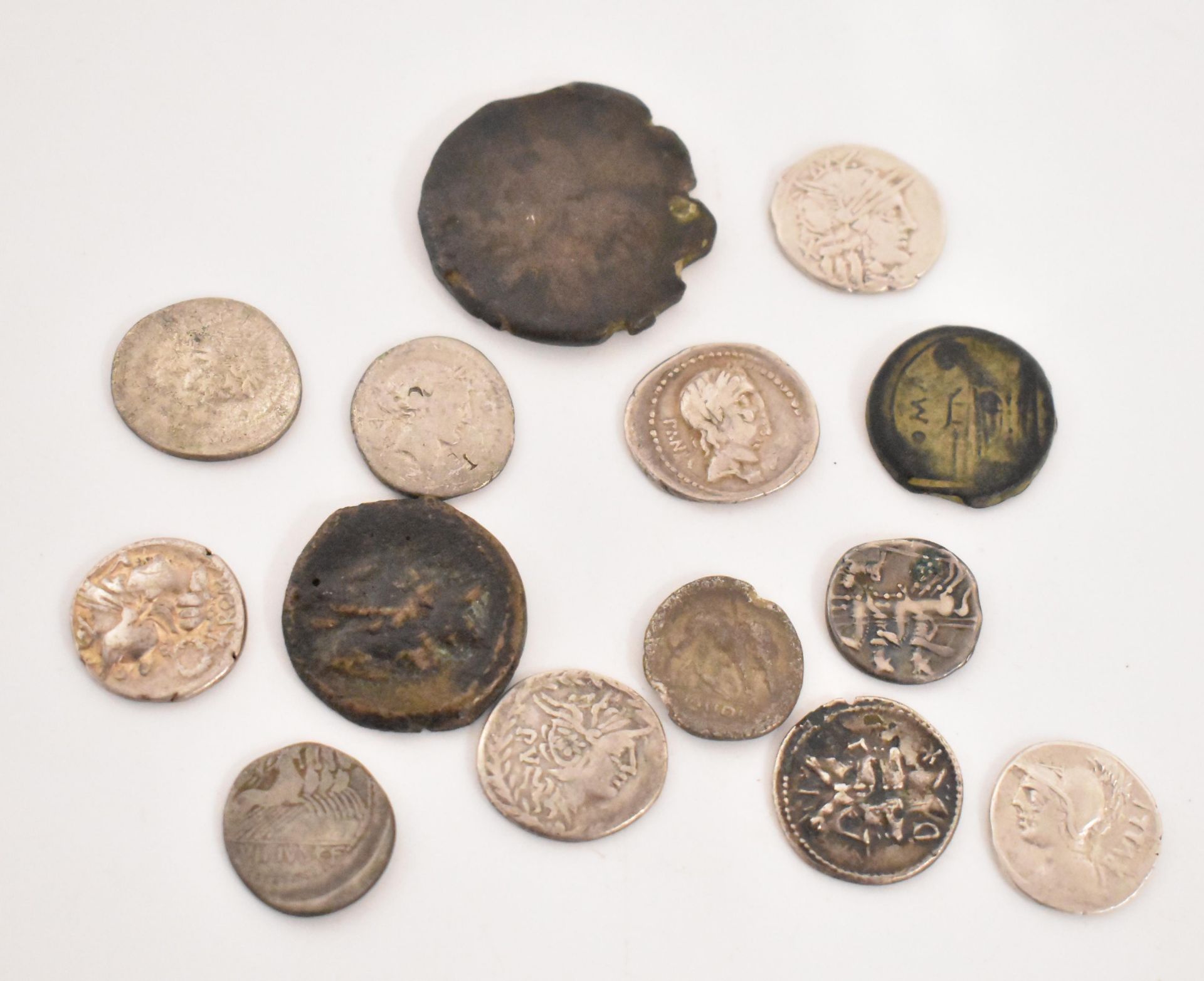 COLLECTION OF 13 ANCIENT ROMAN REPUBLIC SILVER AND OTHER COINS