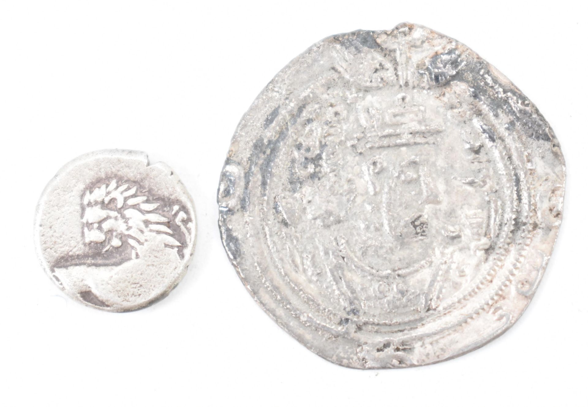 THRACIAN HEMIDRACHME COIN TOGETHER WITH A SASSANIAN DYNASTY COIN - Image 2 of 2