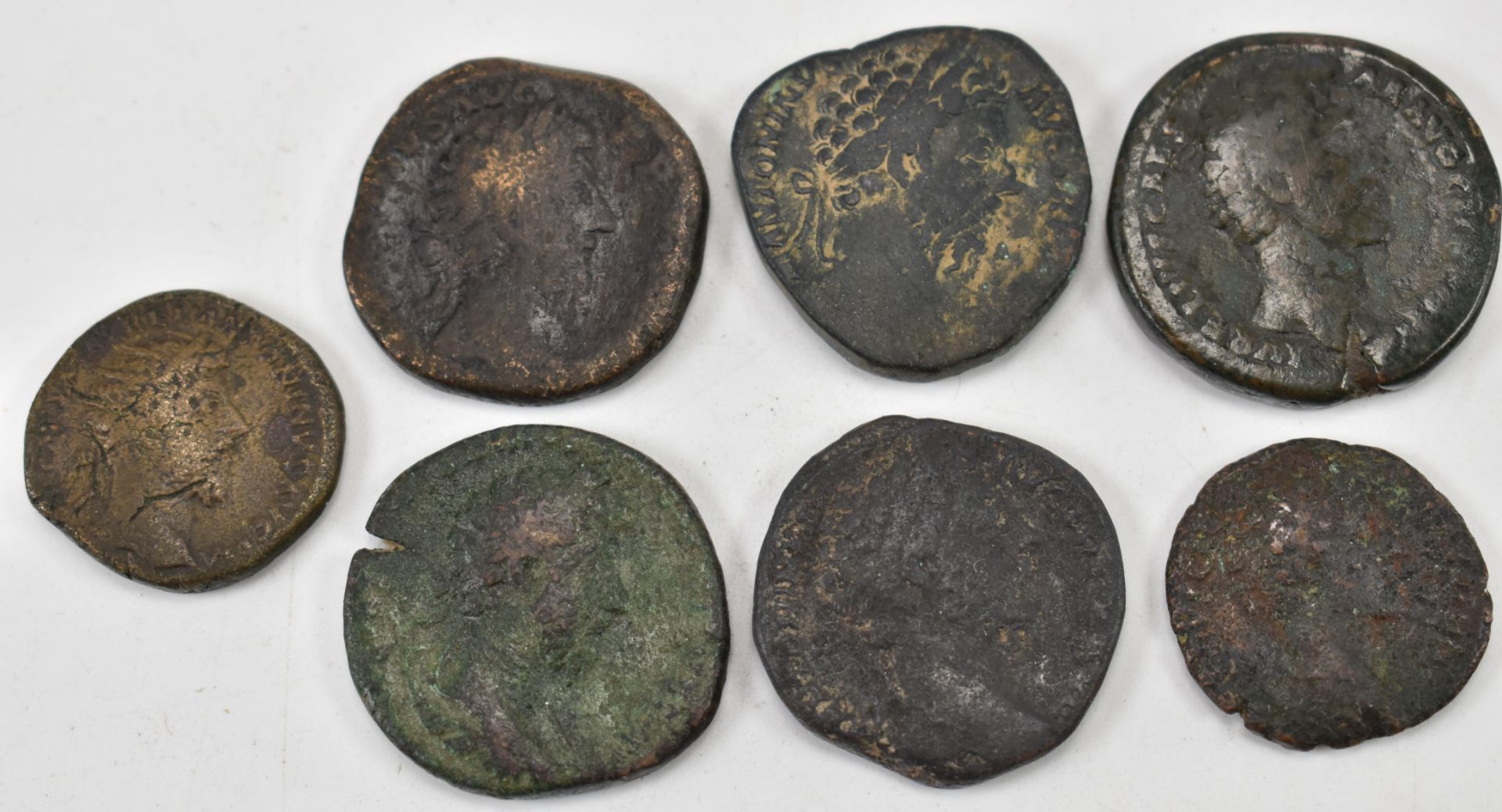 SEVEN ROMAN IMPERIAL COINS FROM MARCUS AURELIUS