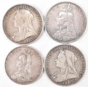 COLLECTION OF FOUR VICTORIAN SILVER COINS