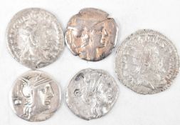 COLLECTION OF FIVE ROMAN IMPERIAL AND REPUBLIC COINS
