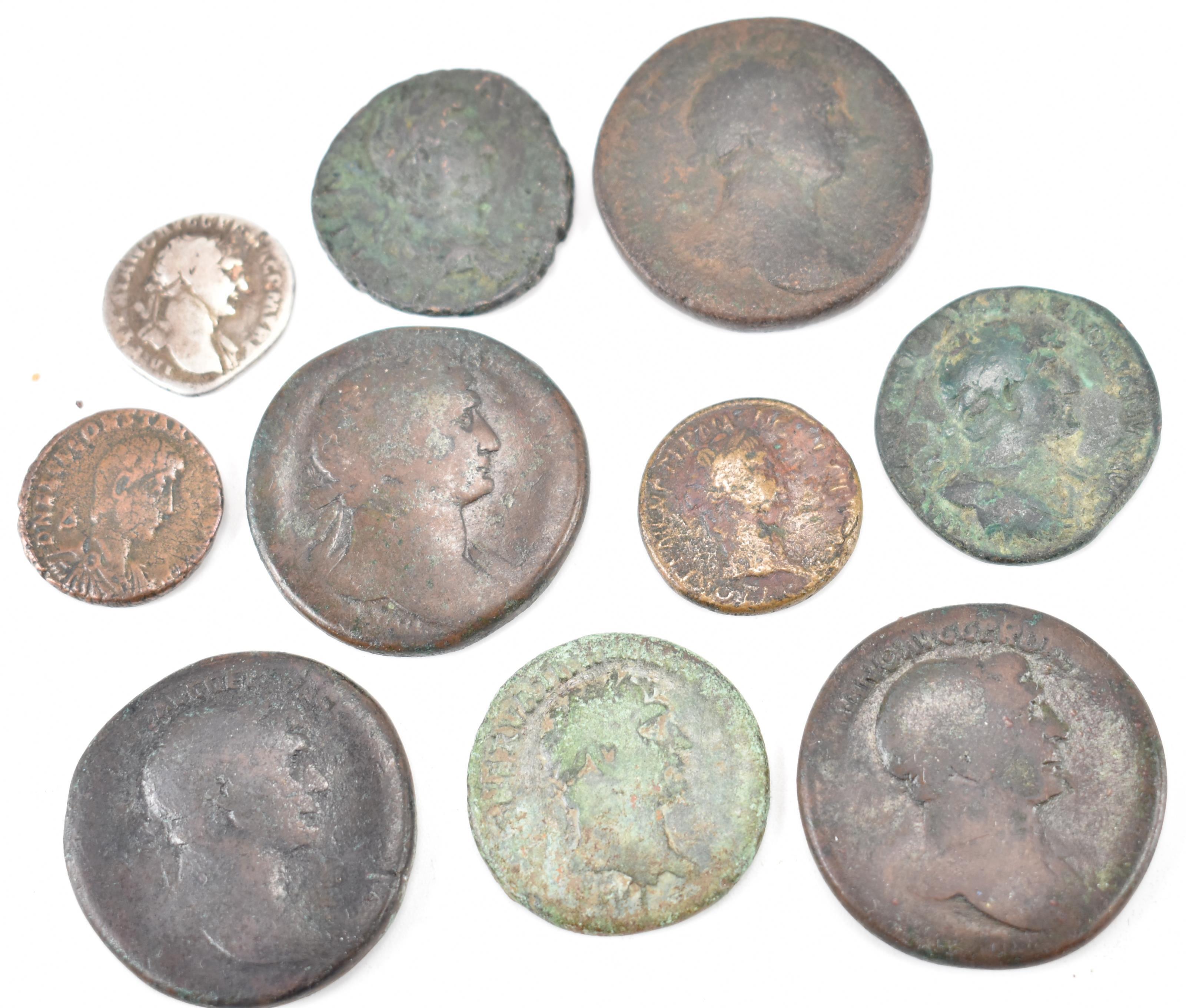 NINE ANCIENT ROMAN IMPERIAL COINS FROM THE REIGN OF TRAJAN