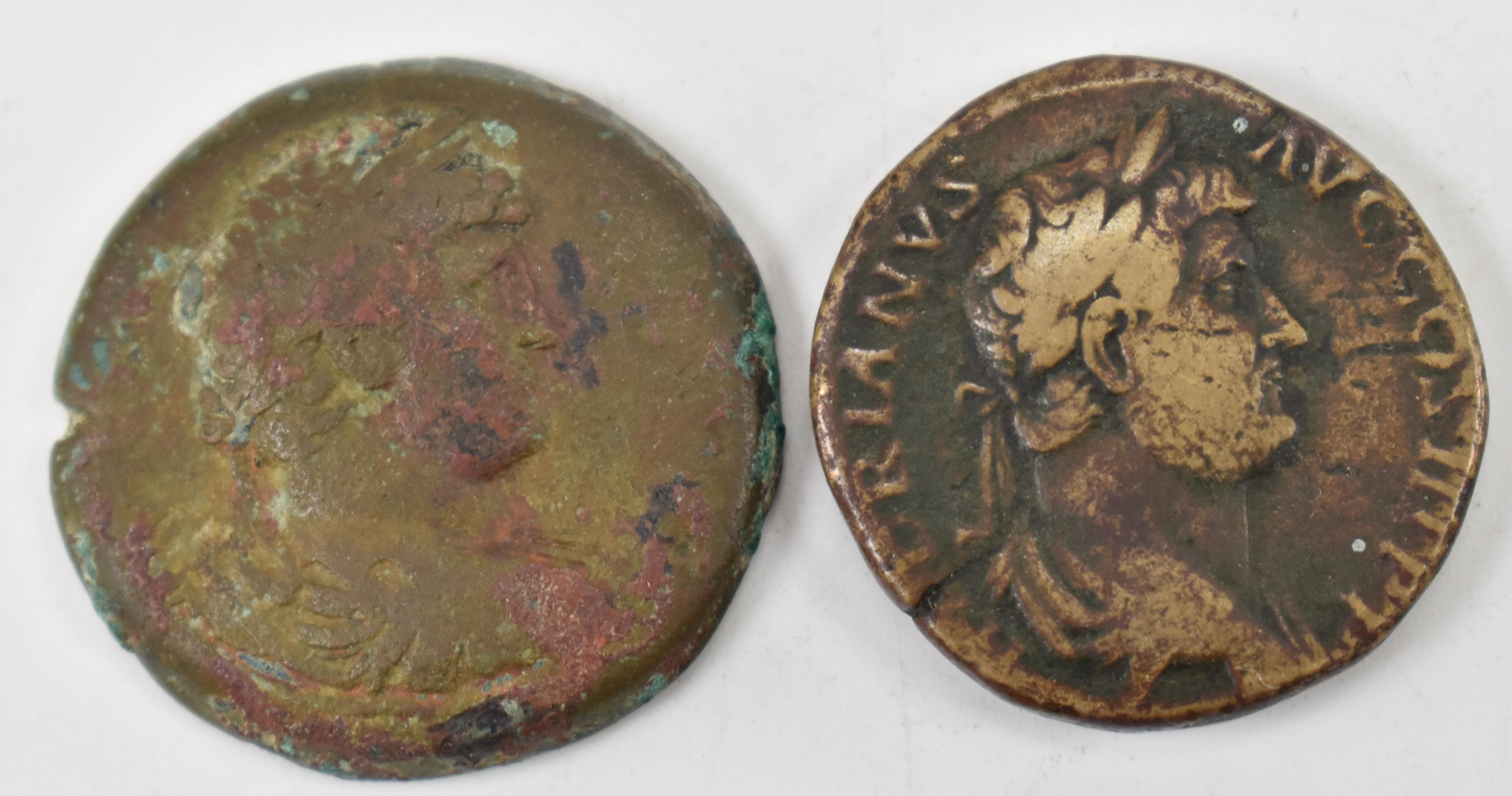 TWO ANCIENT ROMAN IMPERIAL COINS FROM THE REIGN OF HADRIAN