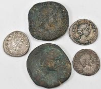 COLLECTION OF FIVE ROMAN IMPERIAL COINS