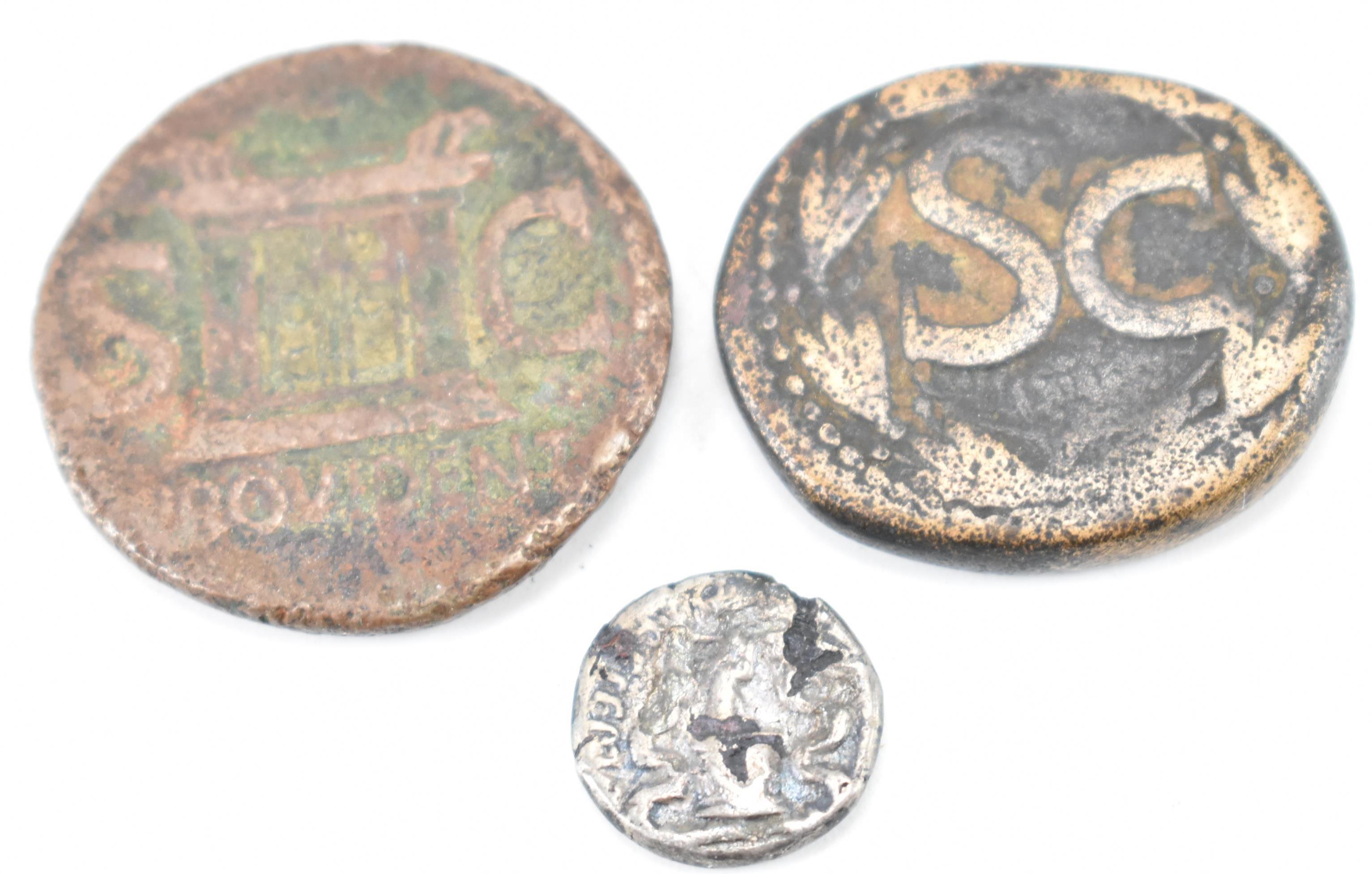 THREE ANCIENT AUGUSTAN ERA ROMAN IMPERIAL COINS - Image 2 of 2