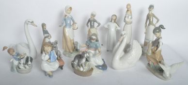 LARGE COLLECTION OF 20TH CENTURY PORCELAIN LLADRO FIGURINES