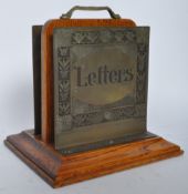 ART NOUVEAU OAK & BRASS LETTER ORGANISER