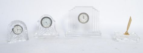 COLLECTION OF THREE VINTAGE 20TH CENTURY WATERFORD CRYSTAL CLOCKS