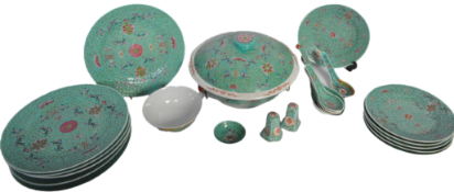 COLLECTION OF VINTAGE 20TH CENTURY CHINESE TURQUOISE CHINA
