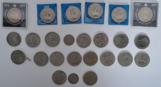 COLLECTION OF BRITISH & AMERICAN COINS - CROWNS - SILVER