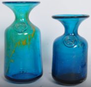 MDINA - MICHEAL HARRIS - TWO 1970S ART GLASS VASES