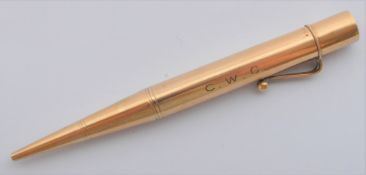 1940S HALLMARKED 9CT GOLD PARKER PENCIL