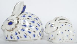ROYAL CROWN DERBY PORCELAIN RABBIT PAPERWEIGHTS