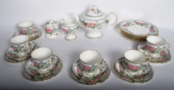 VINTAGE STAFFORDSHIRE CHELSEA MANOR BONE CHINA TEA SERVICE