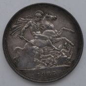 SILVER 1887 VICTORIAN OLD HEAD CROWN COIN