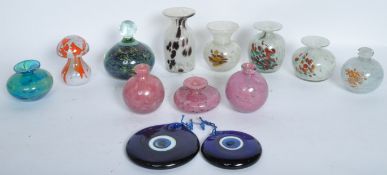 MDINA - COLLECTION OF MID CENTURY ART GLASS - VASES - PAPERWEIGHT