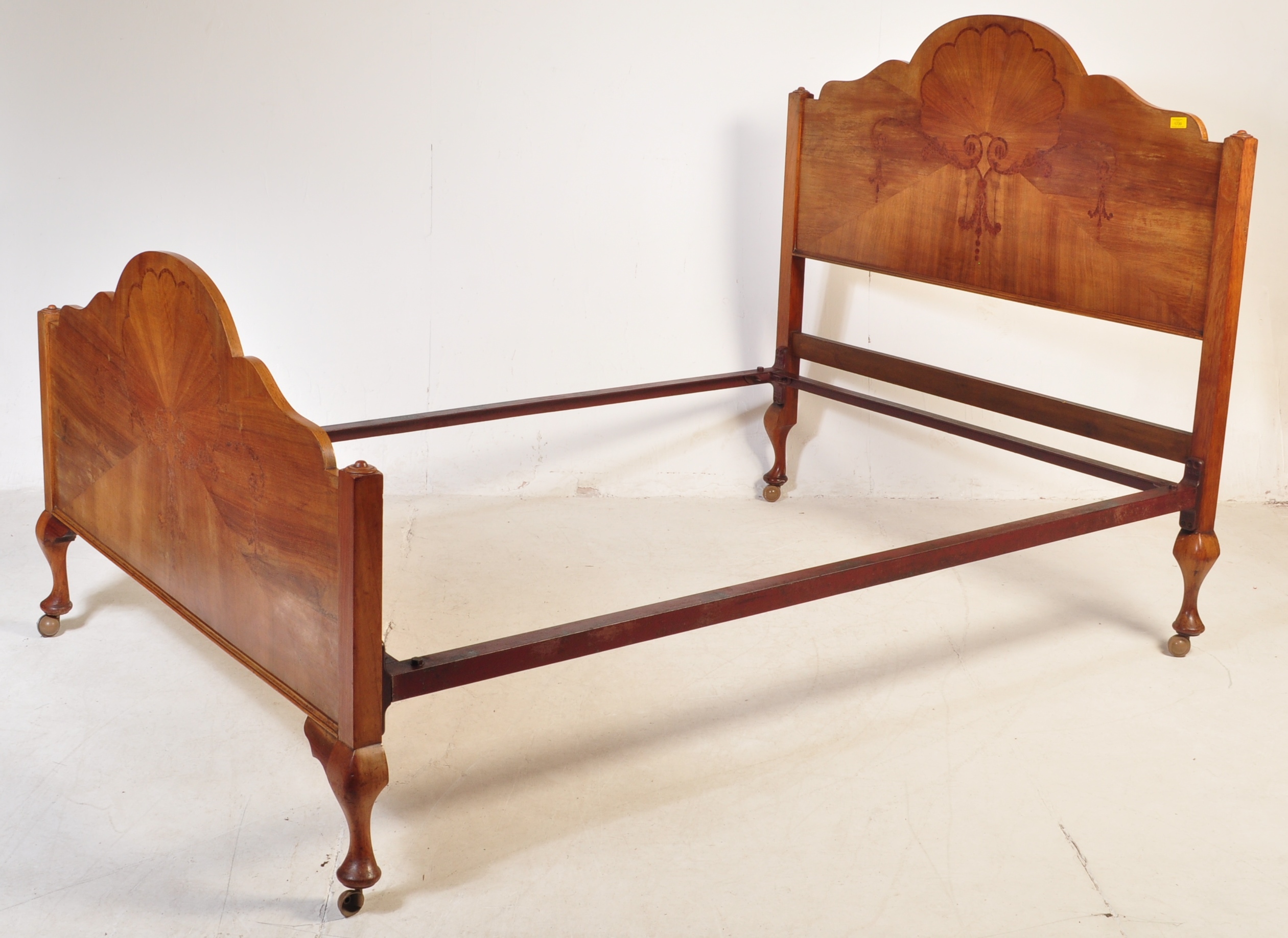 EARLY 20TH CENTURY ART DECO BURR WALNUT BED FRAME