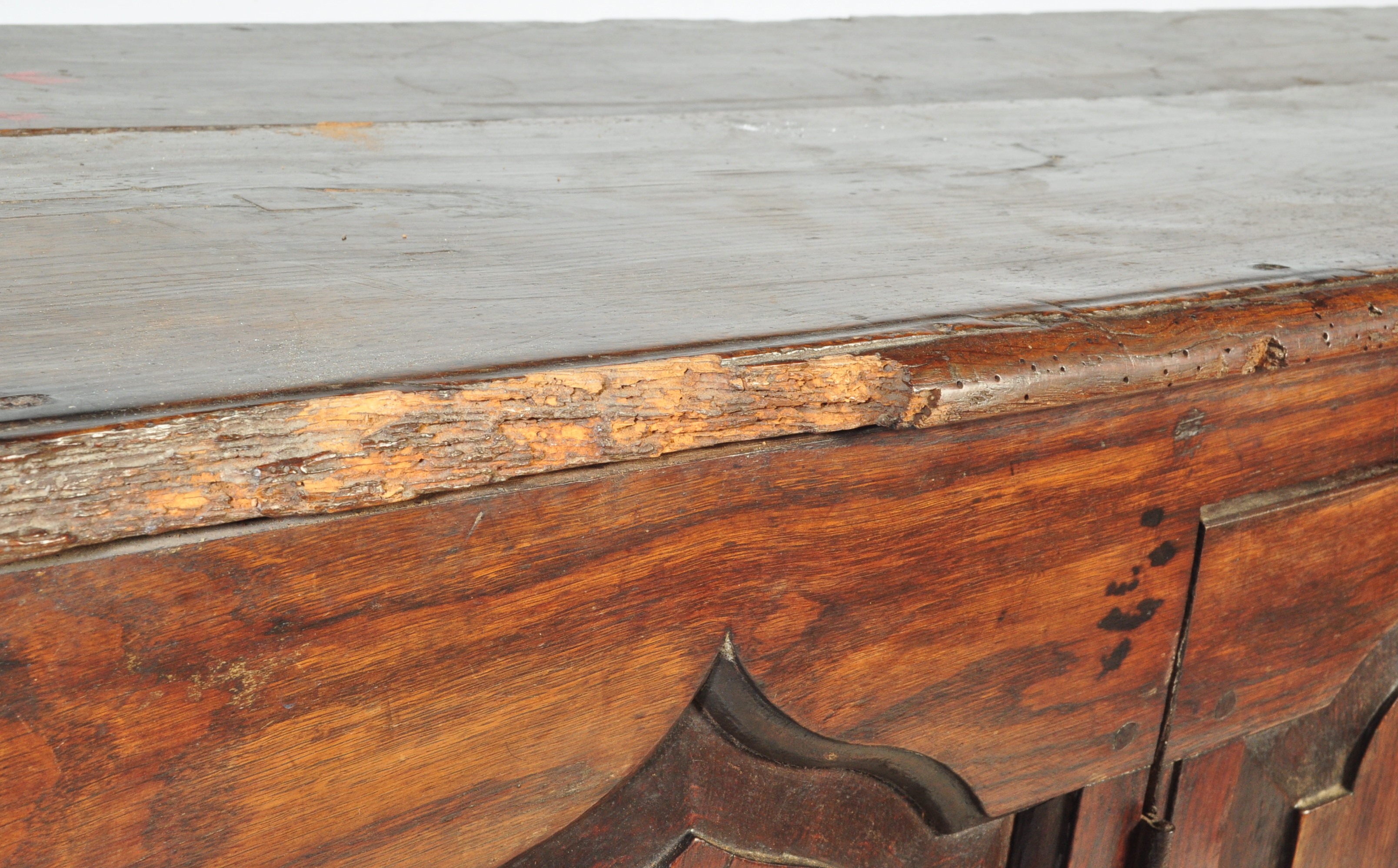 17TH CENTURY COUNTRY OAK MULE CHEST COFFER CHEST - Image 4 of 12