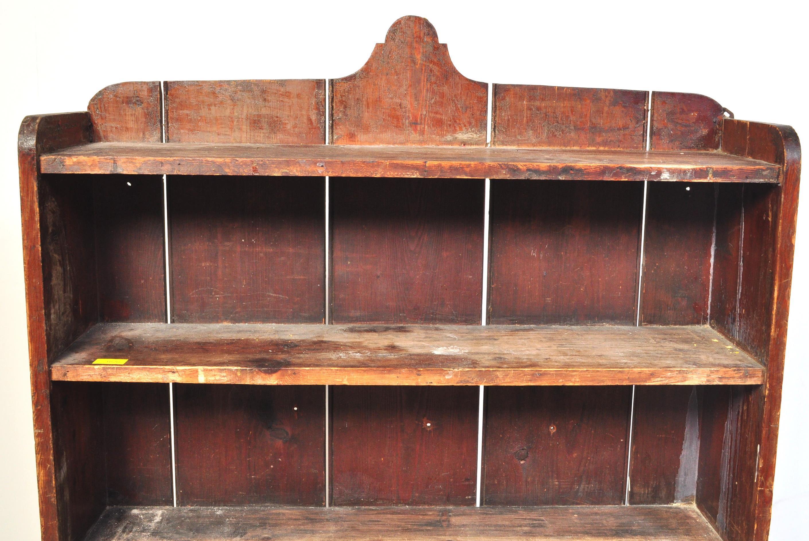 LATE VICTORIAN STAINED PINE OPEN WINDOW BOOKCASE - Image 3 of 5