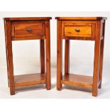 PAIR OF CONTEMPORARY HARDWOOD SIDE TABLES / BEDSIDE CABINETS