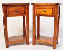 PAIR OF CONTEMPORARY HARDWOOD SIDE TABLES / BEDSIDE CABINETS
