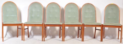 SIX RETRO MID CENTURY TEAK WOOD HOOP BACK DINING CHAIRS