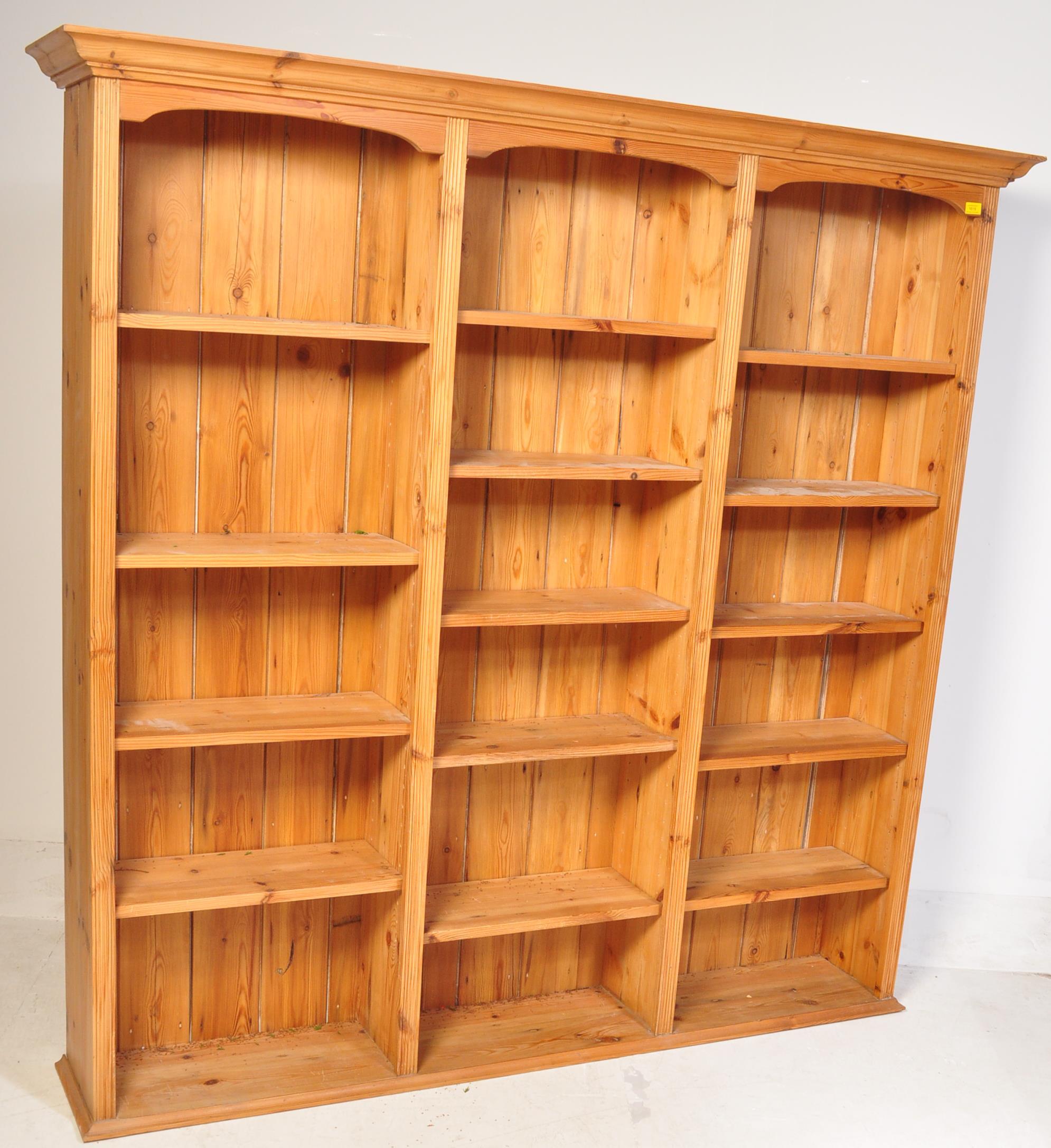 LARGE COUNTRY 20TH CENTURY PINE TRIPLE BOOKCASE - Image 2 of 4