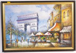 P. ANDREA - OIL ON CANAVAS - IMPASTO PARISIAN STREET SCENE PAINTING