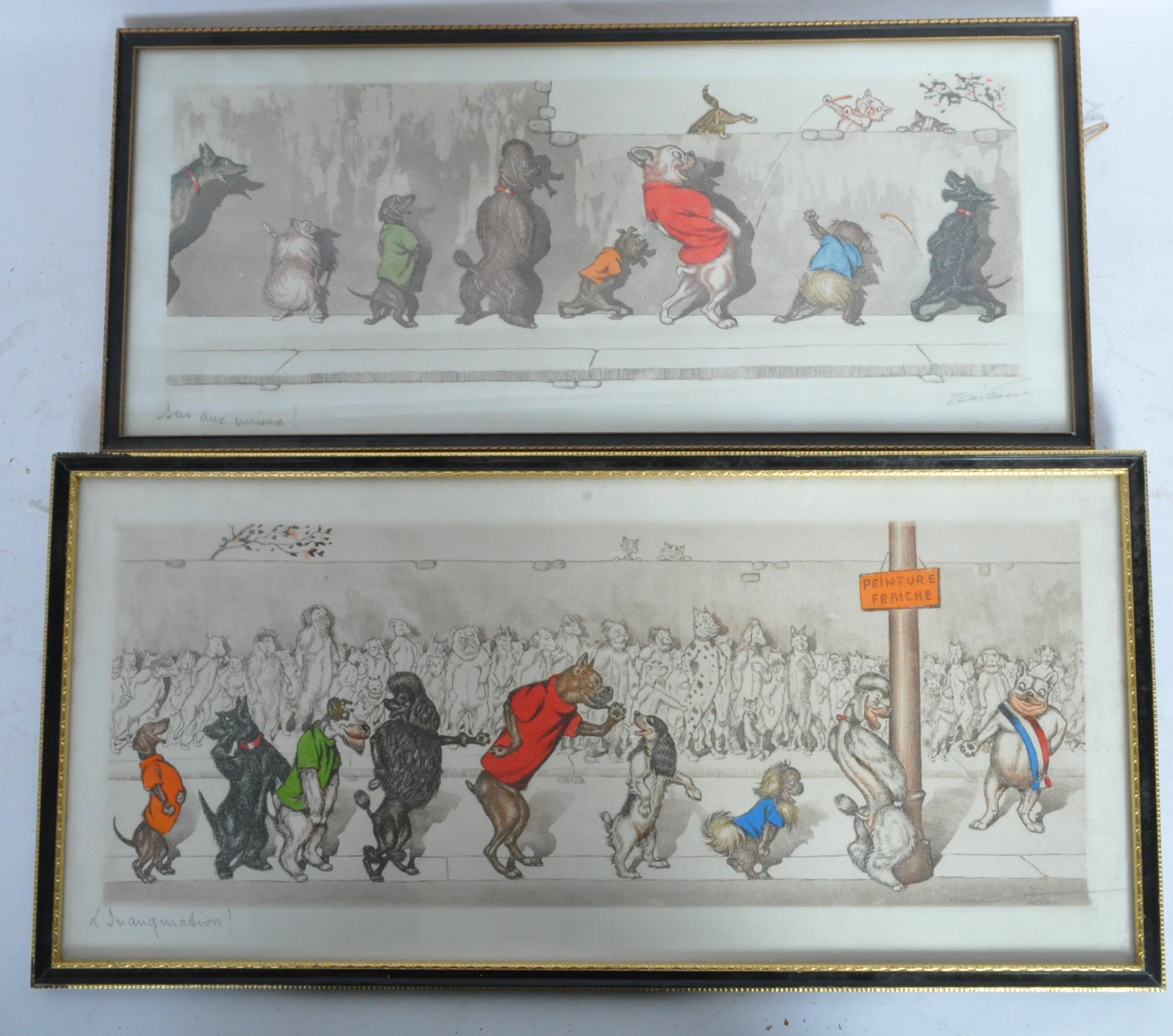 BORS O'KLEIN - DIRTY DOGS OF PARIS - PAIR OF SIGNED PRINTS