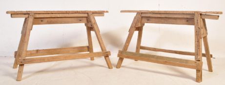 PAIR OF RETRO INDUSTRIAL WORKSHOP TRESTLES