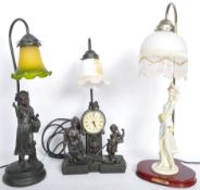 THREE VINTAGE RESIN BRONZED LAMPS