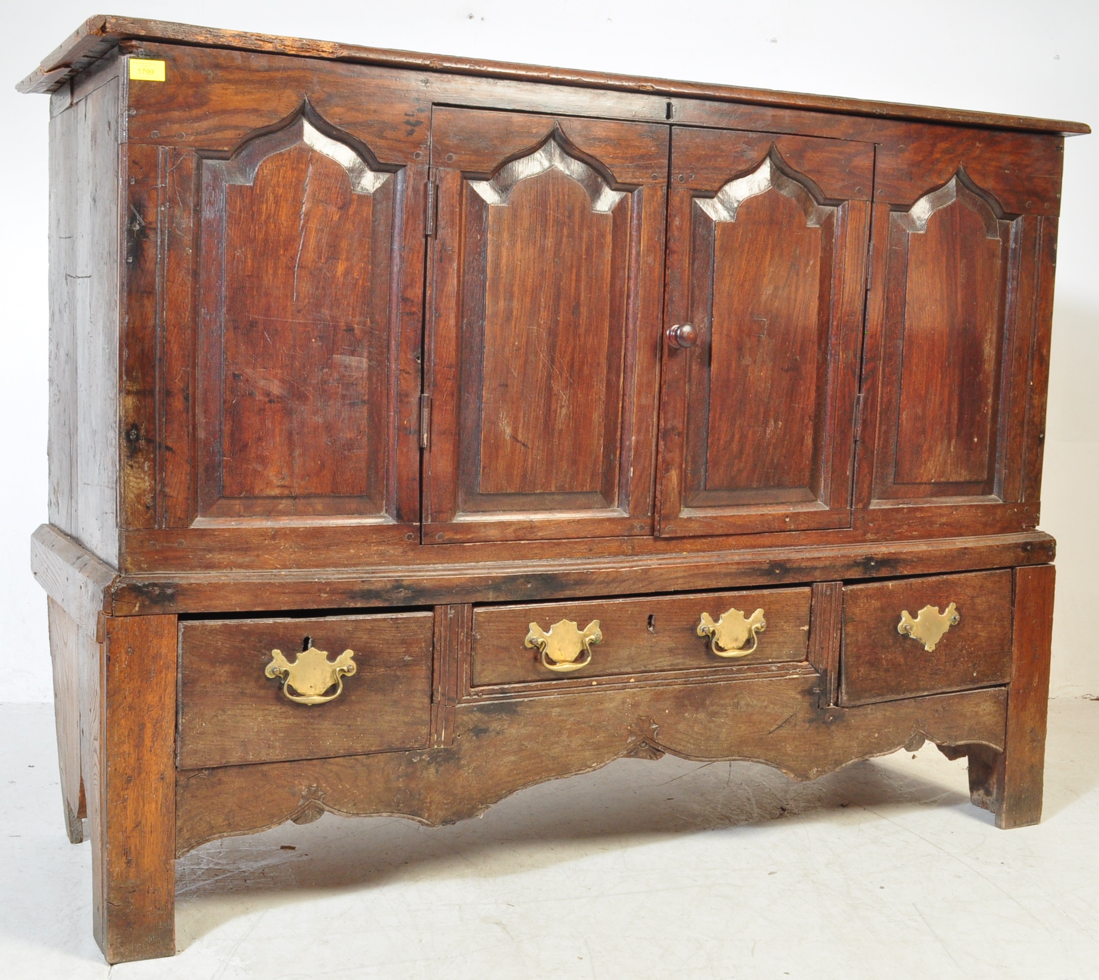 17TH CENTURY COUNTRY OAK MULE CHEST COFFER CHEST