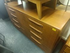 RETRO VINTAGE MID 20TH CENTURY SIDEBOARD - 2 BANKS OF FOUR DRAWERS