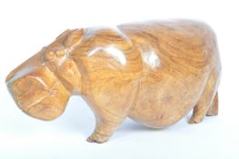 AFRICAN HARDWOOD HAND CARVED HIPPO SCULPTURE