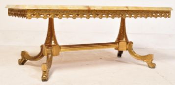 MID CENTURY ONYX & BRASS FRENCH STYLE COFFEE TABLE
