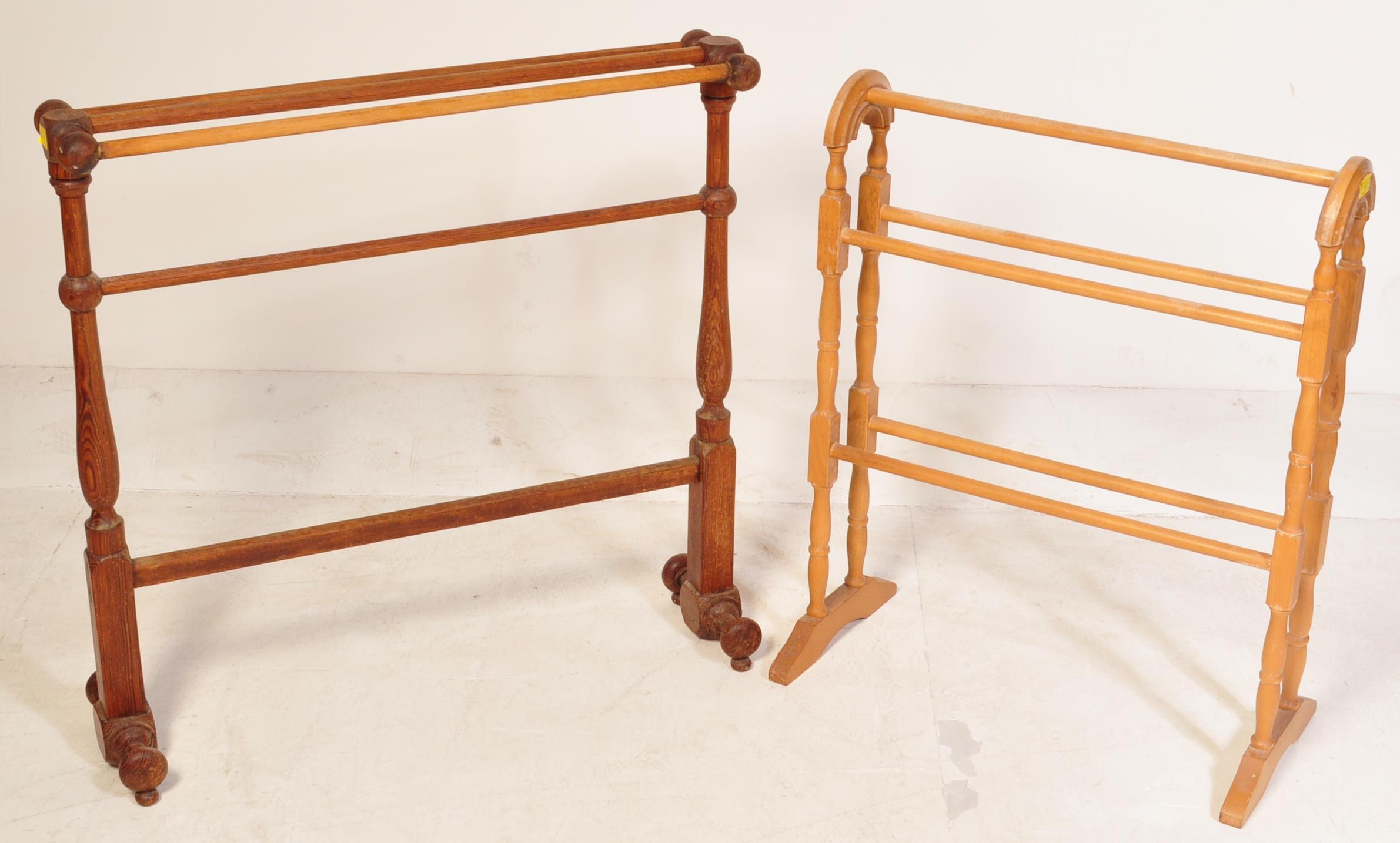 VICTORIAN 19TH CENTURY COUNTRY PINE TOWEL RAIL & OTHER - Image 2 of 7